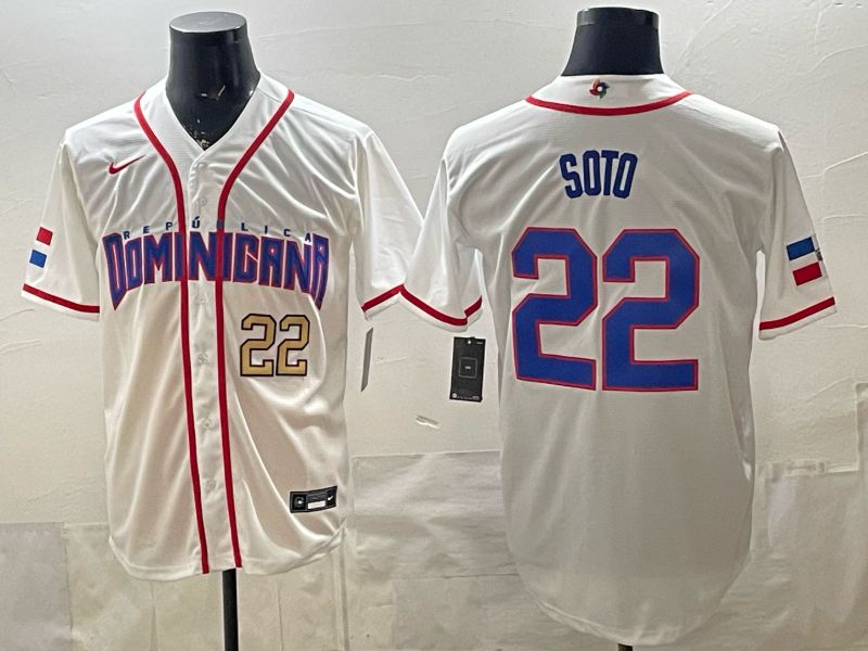 Men 2026 World Cub #22 Soto White Game Nike MLB Jersey style 003->more jerseys->MLB Jersey